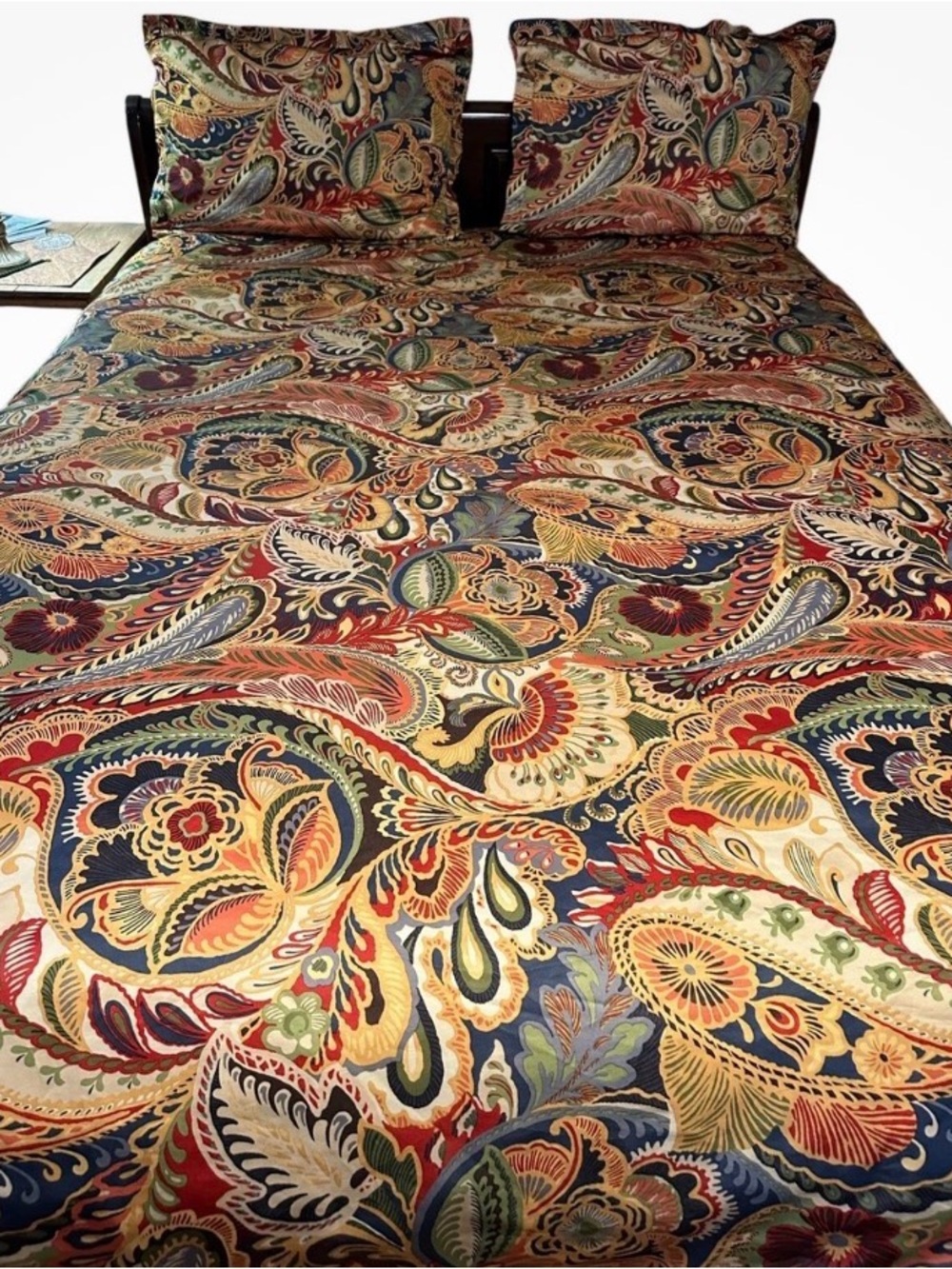 Pier 1 imports vibrant paisley satin duvet cover king 93x107 colorful artsy